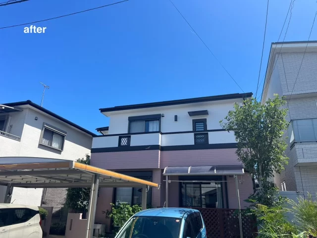 こんにちは😃
施工物件のご紹介です✨

✨工事内容✨
足場工事
洗浄工事
目地打替え工事 
外壁塗装
屋根塗装
他付帯部分塗装
シャッターBOX塗装
外塀塗装

外壁は、2色で塗装しております。

外壁　1階　ピンク系　07-70P
外壁　2階　白系　N-90
屋根　ココナッツ
シャッターBOX サッシ色
外塀　ピンク系　07-70P

外壁は、艶を少し抑えた、半艶塗装です。
ピンクと白のお色が、優しさや温もりを感じらせる色合いでとても素敵です💓淡いピンクがナチュラルな華やかさをだしてくれます✨✨😌

ご依頼頂き、ありがとうございました🙇
#宮崎
#宮崎塗装
#塗装宮崎
#宮崎塗装店 
#塗装 
#外壁塗装
#外壁塗装宮崎
#宮崎外壁塗装
#宮崎塗装
#屋根
#屋根塗装
#屋根塗装宮崎
#宮崎屋根塗装
#宮崎リフォーム
#リフォーム宮崎
#リフォーム
#宮崎工務店
#宮崎市工務店
#宮崎工務店
#屋根葺き替え 
#宮崎オール電化 
#宮崎エコキュート
#宮崎トイレリフォーム
#宮崎キッチンリフォーム